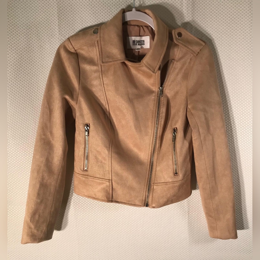 BB DAKOTA steve Madden Women's  Light Brown Faux Suede Jacket Zize XS